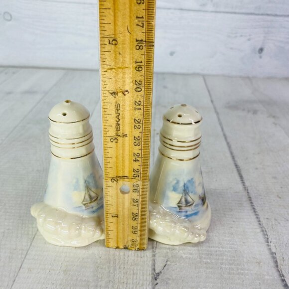 2004 Giftco Trad Applejack LIGHTHOUSE COVE Ceramic Salt & Pepper Shakers NEW - Picture 10 of 15